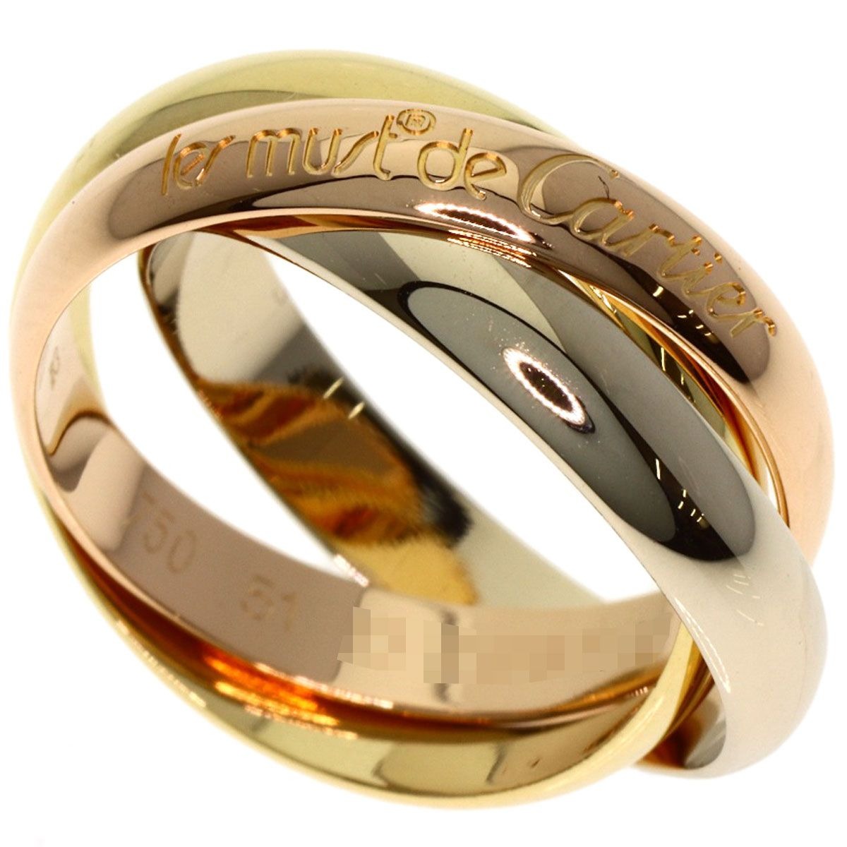 Cartier Trinity 51 Ring 18K Yellow Gold White Pink