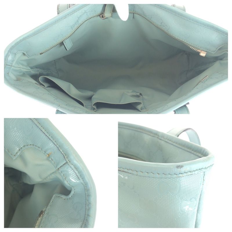 Gucci GG Imprime Light Blue Silver Hardware Leather 211138 Tote Bag Shoulder