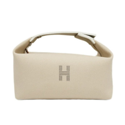 Hermes Brid A Black PM Handbag Natural Silver Hardware Cotton Pouch