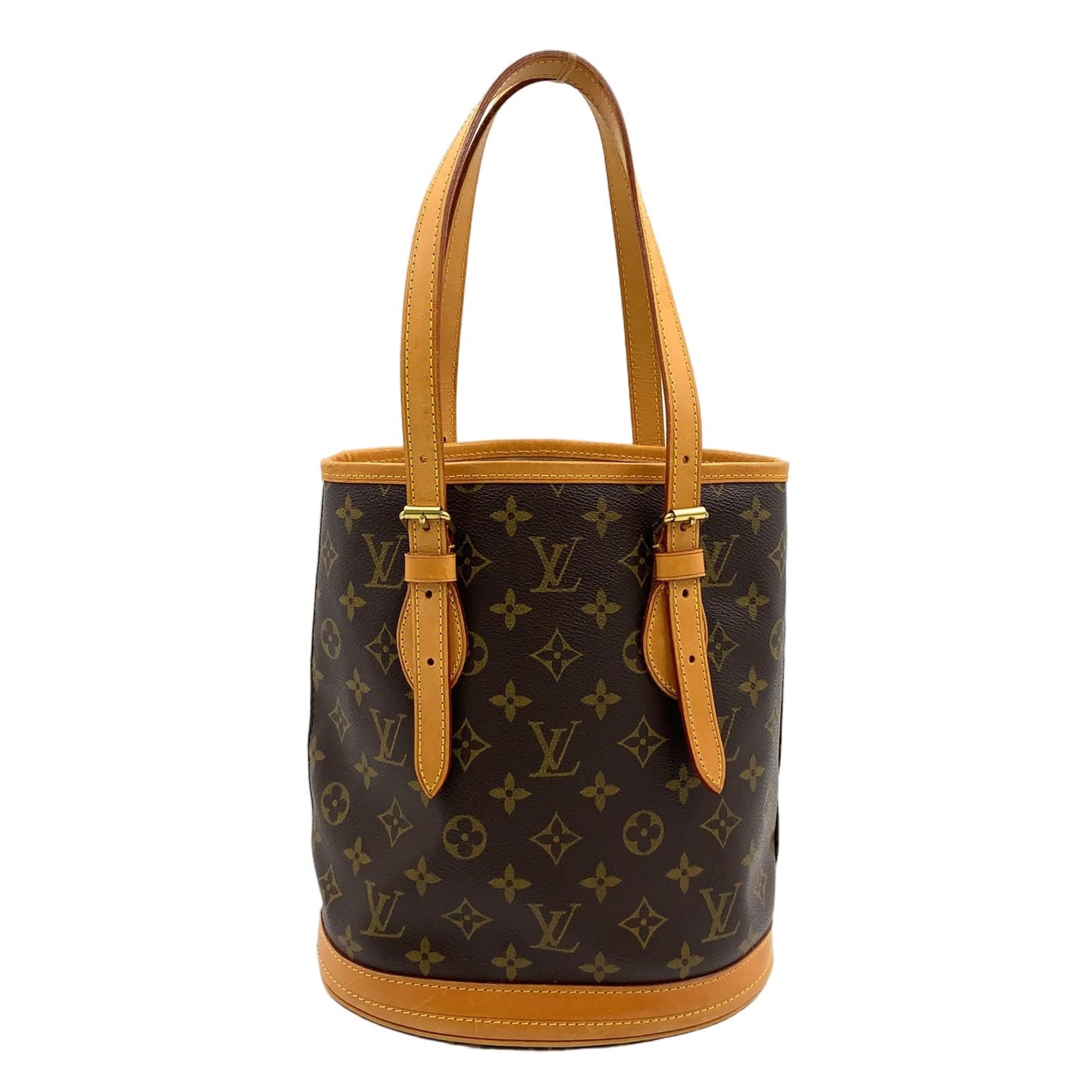 Louis Vuitton Bucket PM Monogram Leather Brown Shoulder Bag Gold