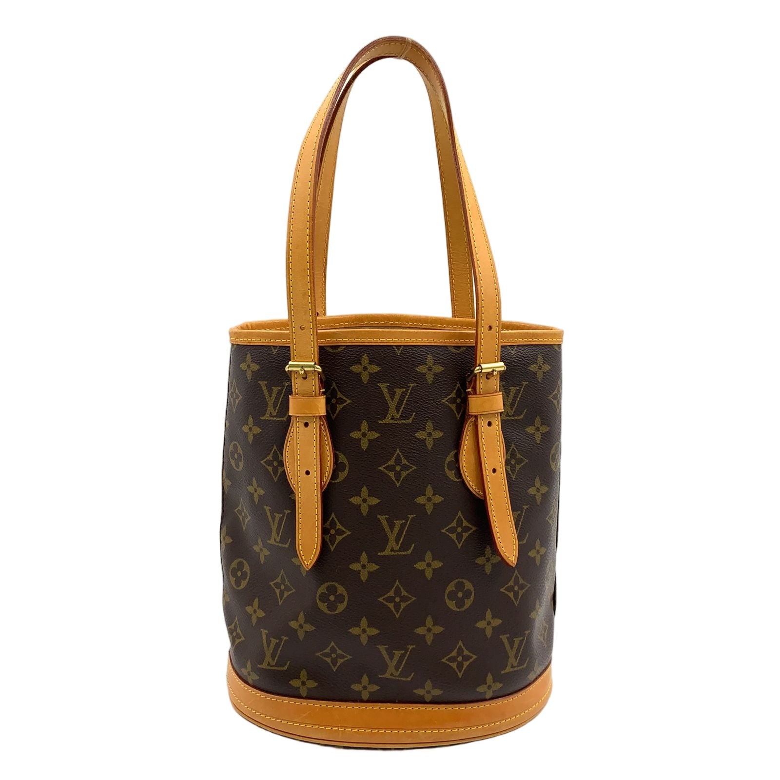 Louis Vuitton Bucket PM Monogram Leather Brown Shoulder Bag Gold