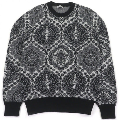 Dior Homme Paisley Pattern Crew Neck Mohair Blend Jacquard Knit Sweater Black