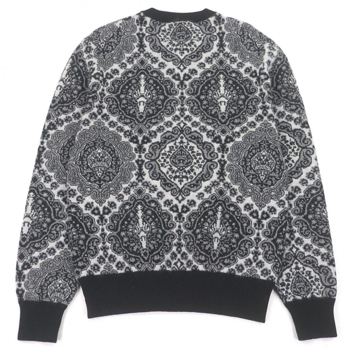 Dior Homme Paisley Pattern Crew Neck Mohair Blend Jacquard Knit Sweater Black — view 3