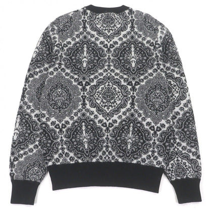Dior Homme Paisley Pattern Crew Neck Mohair Blend Jacquard Knit Sweater Black — view 3