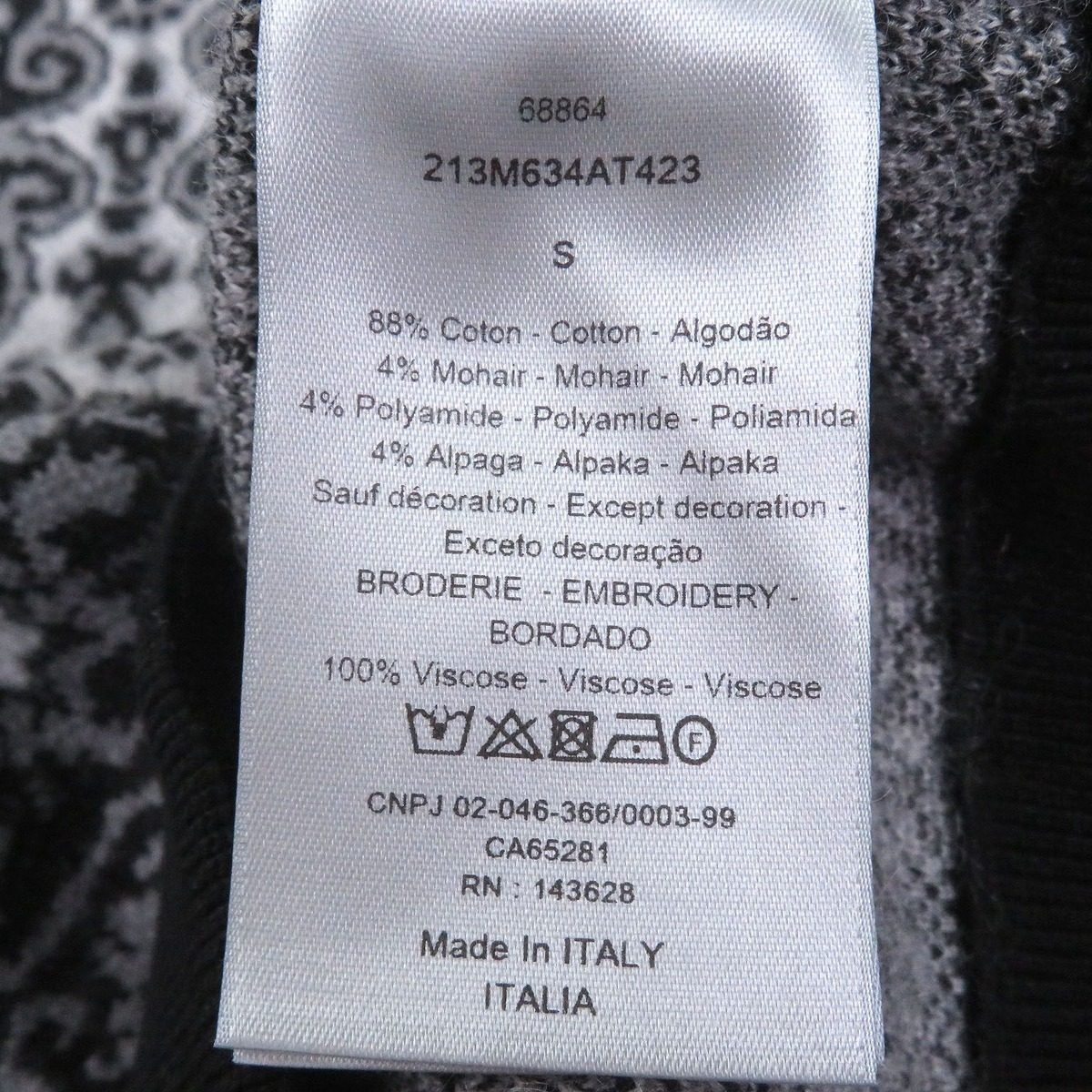 Dior Homme Paisley Pattern Crew Neck Mohair Blend Jacquard Knit Sweater Black — view 6