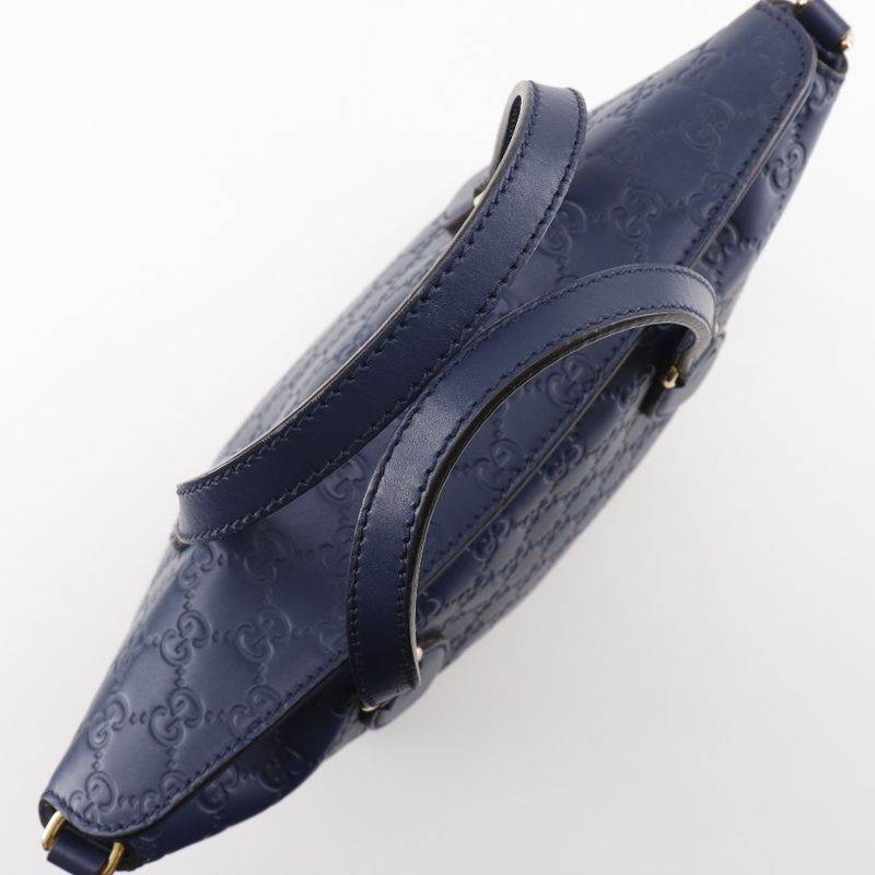 Gucci GG 428226 Striped Leather Navy Blue Unisex Handbag