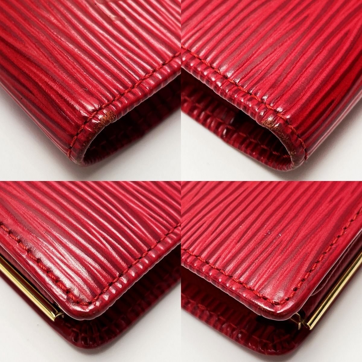 Louis Vuitton Epi Continental Viennois M63257 Red Bifold Long Wallet Women's