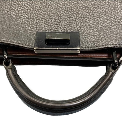 Fendi 7va530 Peekaboo Icyou Small 2WAY Handbag Shoulder Bag Calf Leather Gray