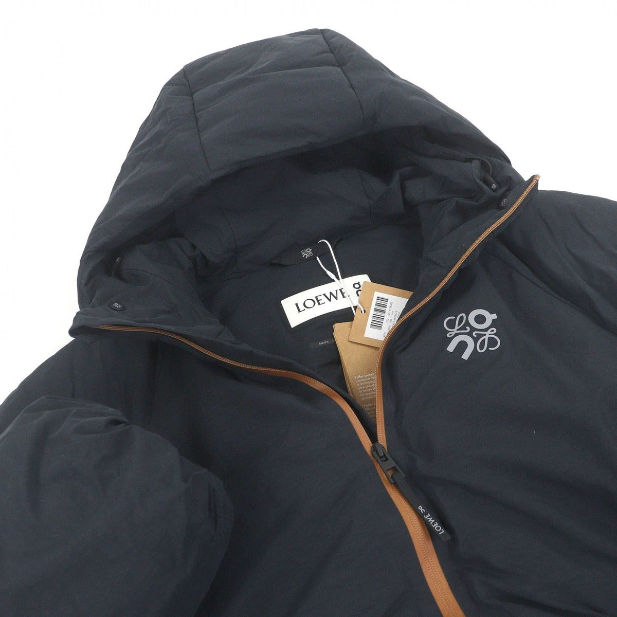 Loewe on Logo Hooded Puffer Jacket Black — view 2