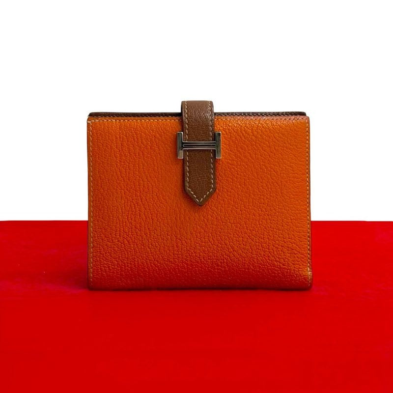 Hermes Bearn Compact Chevrumisol Leather Bifold Wallet O Stamp