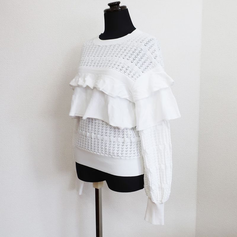 Chanel Blouse Cut And Sew - Long Sleeve Frill Lace P58603k07666 White