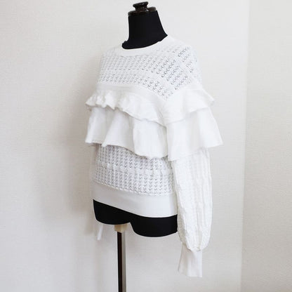 Chanel Blouse Cut And Sew - Long Sleeve Frill Lace P58603k07666 White