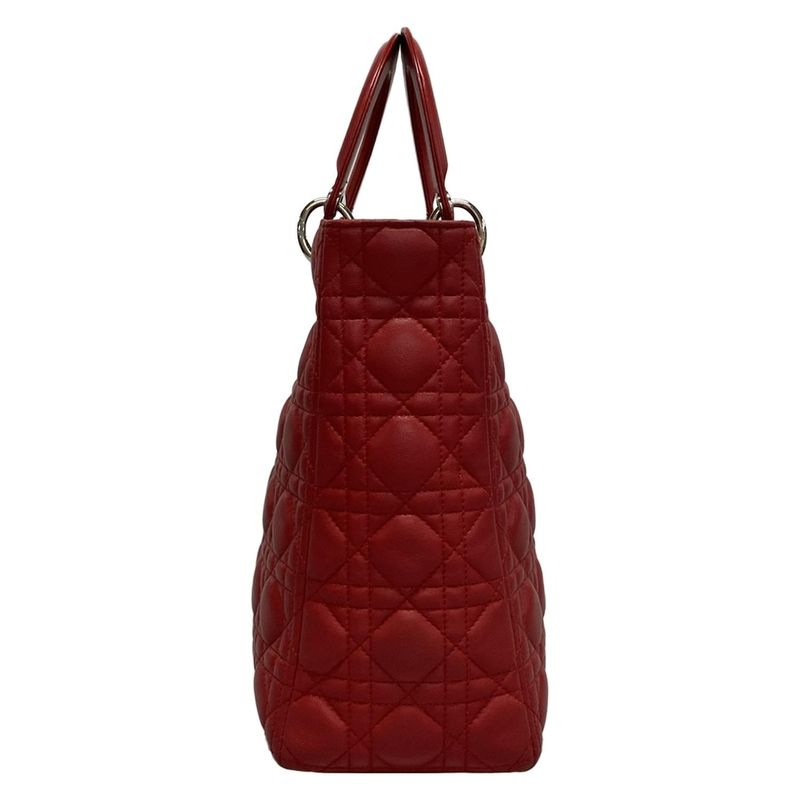 Dior/christian Dior Handbag Lady Dior Large Bag Red Leather