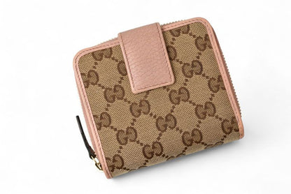Gucci Wallet Fold Gucci Fold Wallet GG Canvas GG Beige Pink 346056