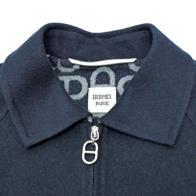 Hermes Reversible Zip Up Blouson Jacket Chaine D'ancre 36 Black