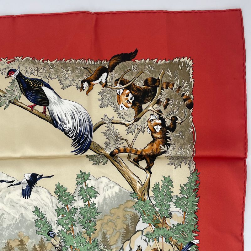 Hermes Carre 90 Sichuan Silk Scarf With Orange Animal Box