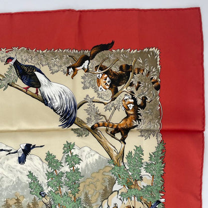 Hermes Carre 90 Sichuan Silk Scarf With Orange Animal Box