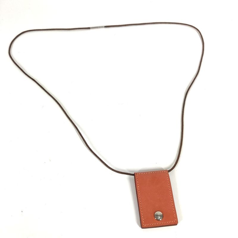 Hermes Necklace Photo Case Photo Pendant Leather Pink