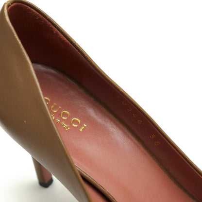 Gucci Pumps Shoes Women Leather Genuine Brown 310346 Open Toe Leather Sole