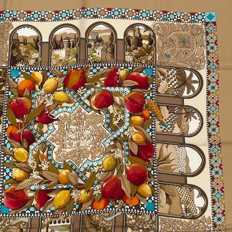 Hermes Carre 90 Les Jardins D' Andalousie Andalusian Gardens Scarf Multicolor