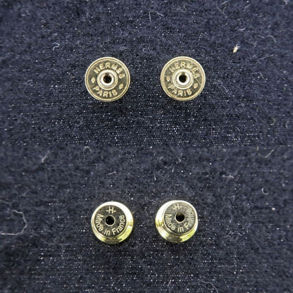 Hermes Yulidice PM Earrings Buffalo Horn Pair Brown Gold Hardware