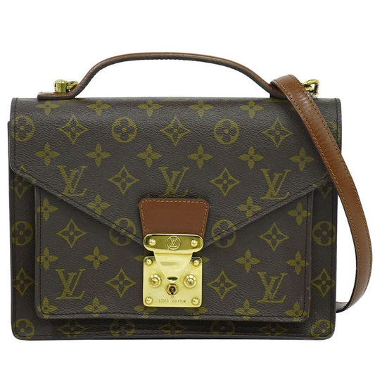 Authentic Louis Vuitton LV Monceau 26 Monogram 2WAY Shoulder Bag Handbag Brown