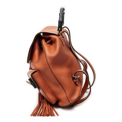 Gucci Bamboo Backpack Tassel Orange Grain Calfskin Leather — view 3