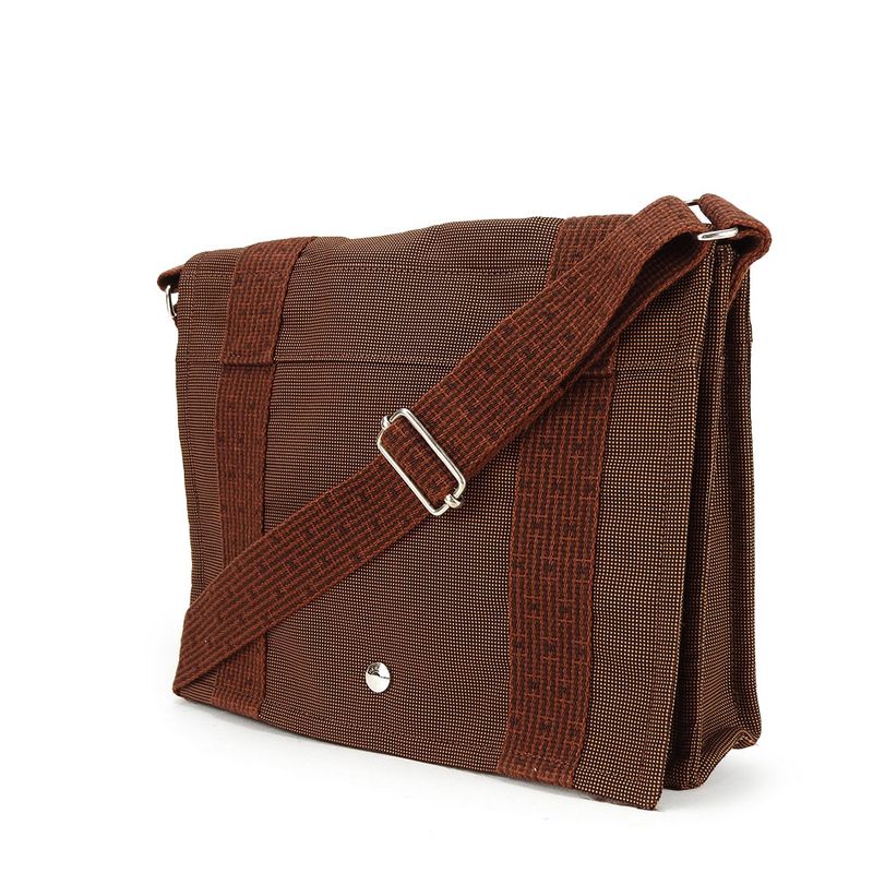 Hermes Shoulder Bag Bassas PM Her Line Canvas Brown Silver Hardware Casual