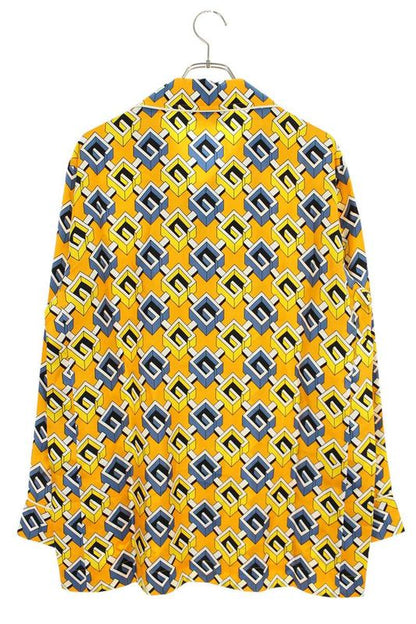 Gucci 663490 Zlp98 G All Over Silk Pajama Long Sleeve Shirt Men's S