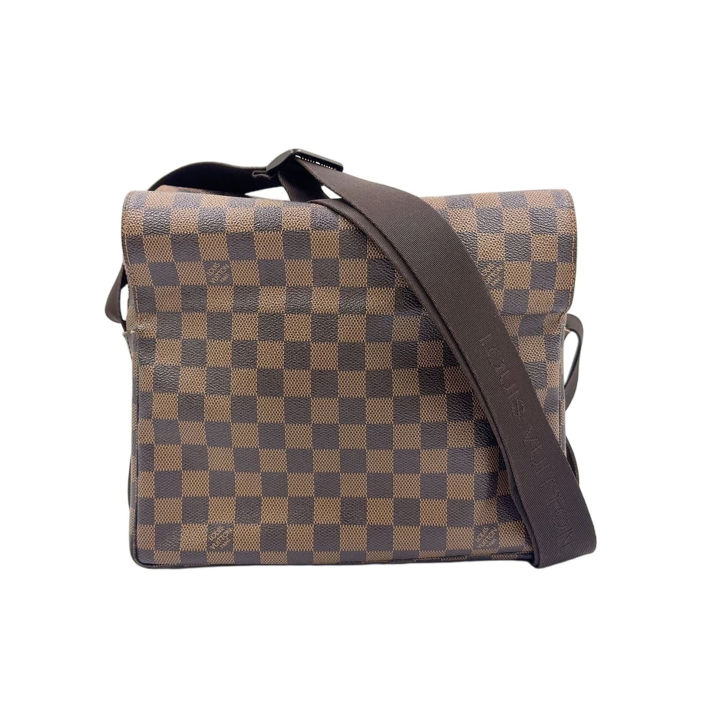 Louis Vuitton Naviglio Damier Ebene Leather Brown Shoulder Bag Gold