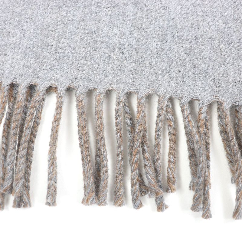 DIOR Homme Wool Cashmere Oblique Pattern Reversible Fringe Scarf Shawl Gray