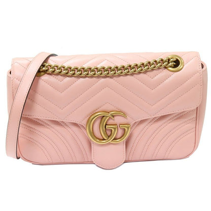 Gucci Chain Shoulder Bag GG Marmont Quilted Small Shoulder Bag Calf Pink