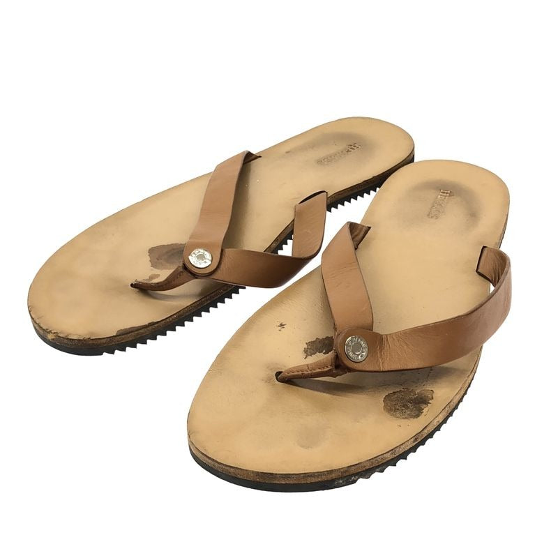 Hermes Estival Thong Leather Flip Flops Brown 42