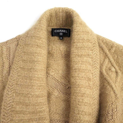 Chanel Shawl Collar Cashmere Gown Cardigan P74524k10901 Camel 36