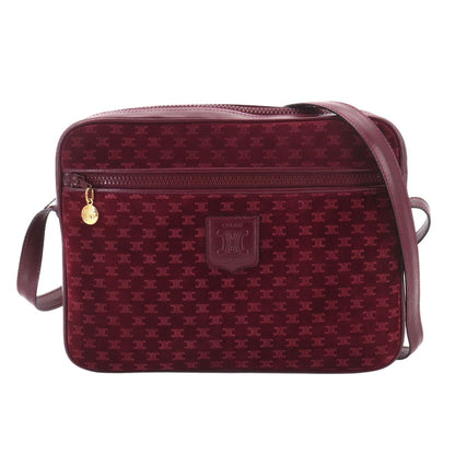 Celine Macadam Shoulder Bag Suede Leather Bordeaux Gold Vintage