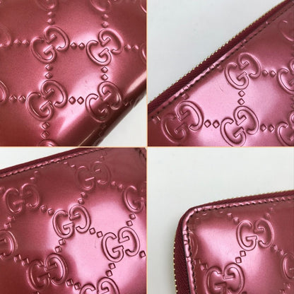 Gucci L-Shaped Zip Long Wallet 295671 Metal Pink Red System