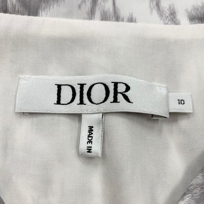 Christian DIOR Dress White Gray Kids Short Sleeve Logo Dress