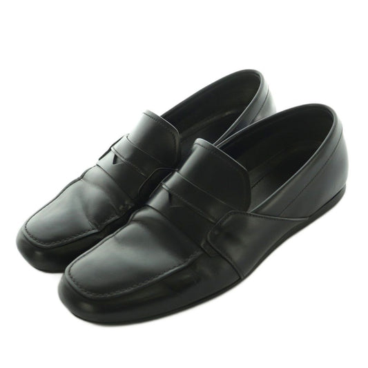 Prada Brushed Leather Loafers Moccasins Cowhide 6 Black