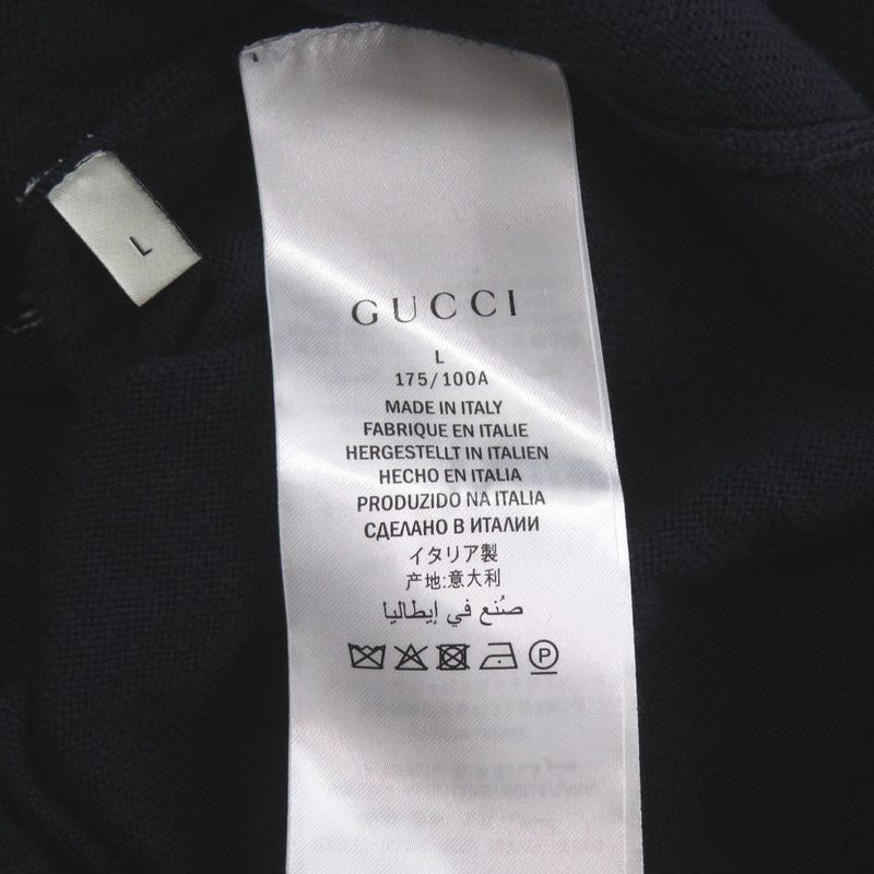 Gucci V-neck Wool Size L Navy Knitted Sweater 0978 Gucci