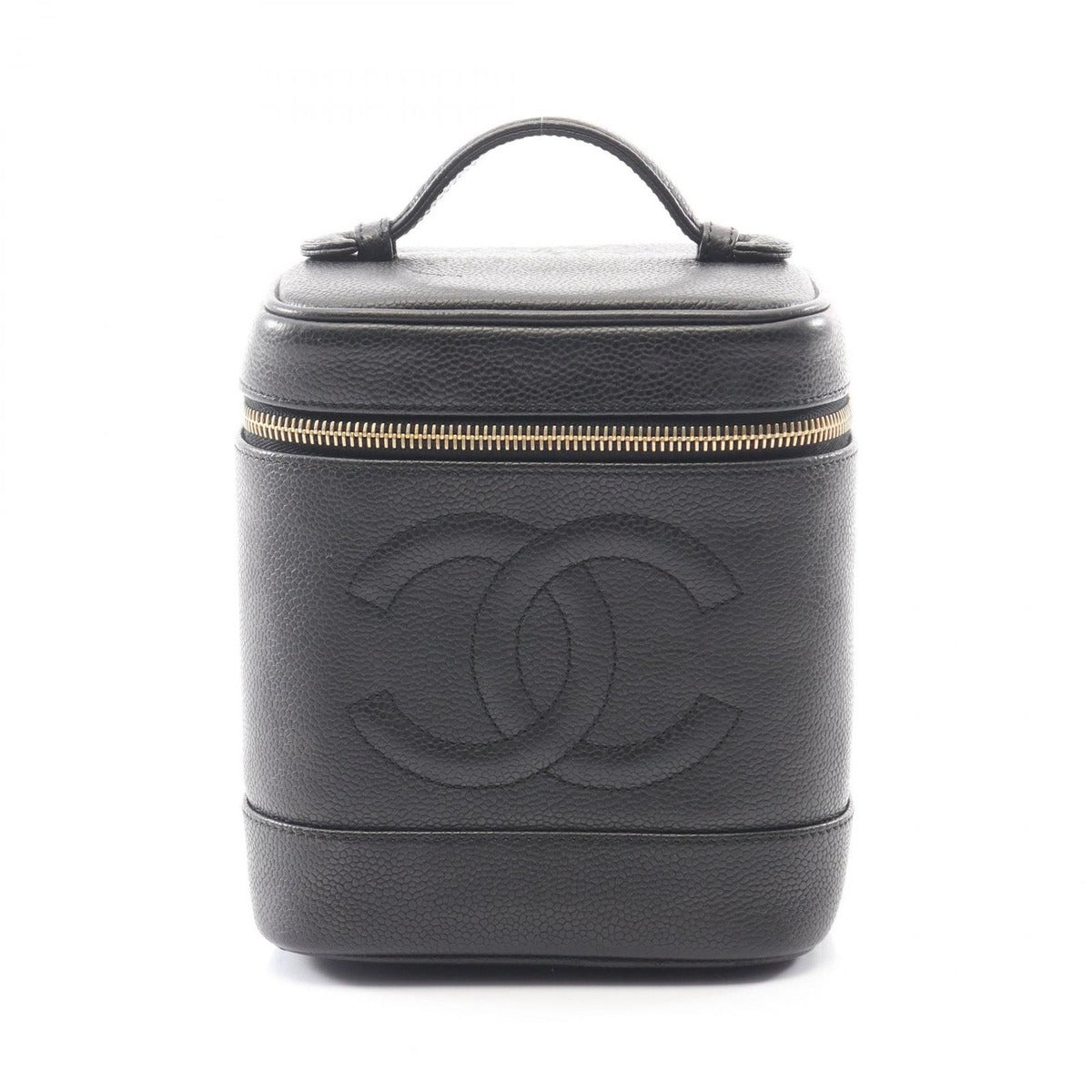 Chanel Handbag CC Logo Black Leather Vertical
