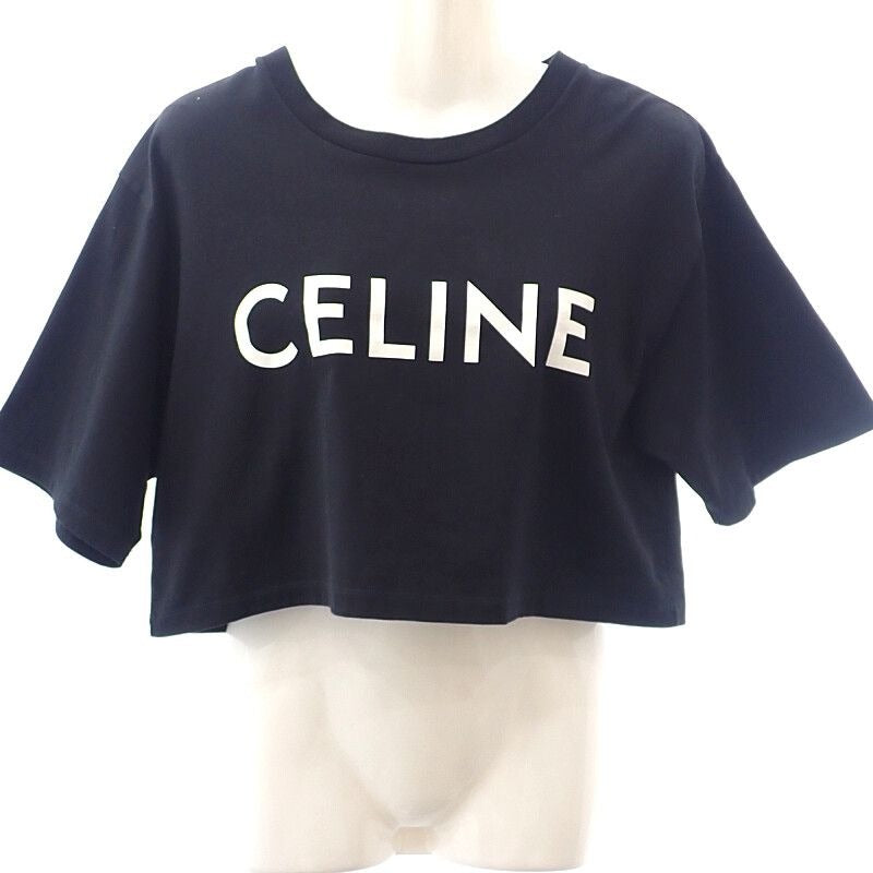 Celine Logo Cropped T-Shirt S 2 F Short Sleeve Crew Neck Mini
