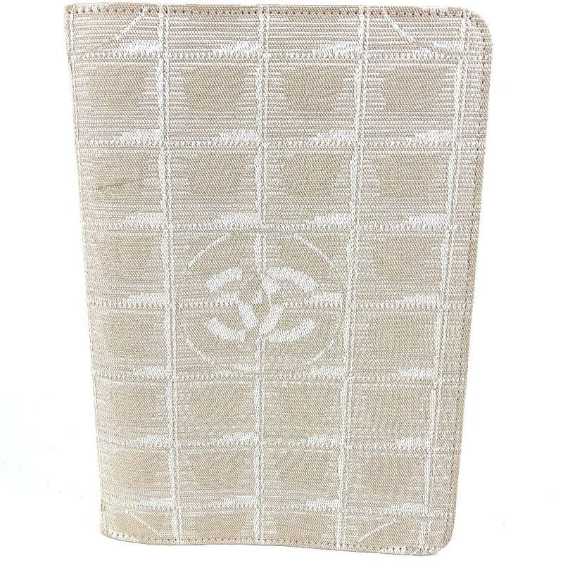 Chanel Notebook Cover Logo Nylon Canvas Beige