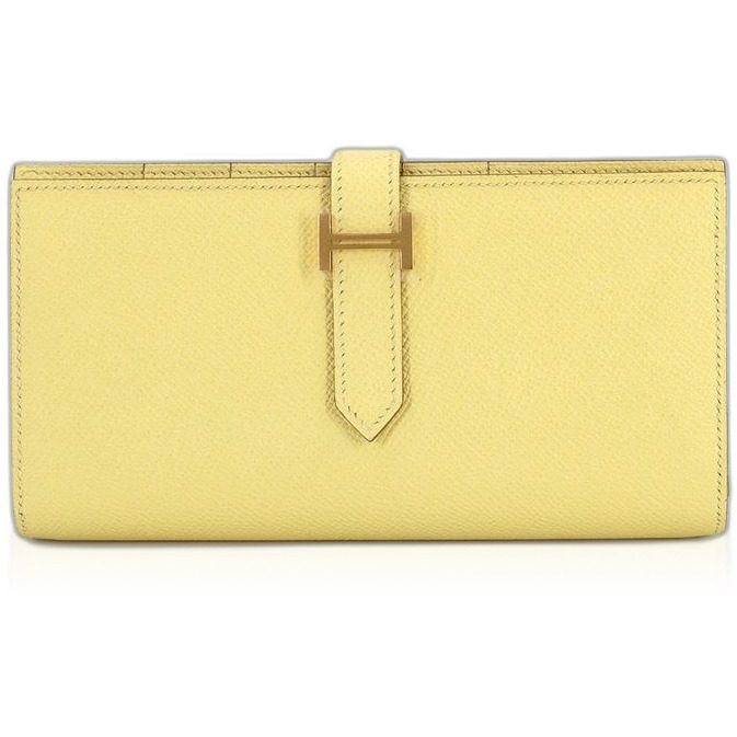 Hermes Bearn Souffle Bifold Billfold Wallet Personal Epsom Jaune Poussin