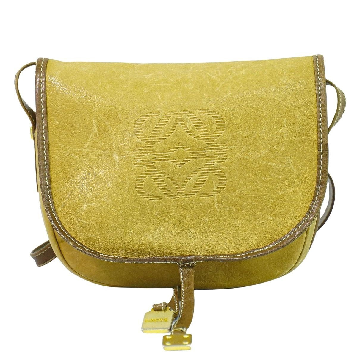 Loewe Anagram Shoulder Bag Pochette Leather Camel Outside
