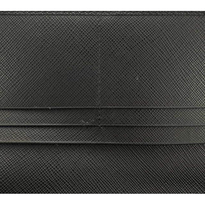 Prada Saffiano Triang Leather Triangle Logo Bifold Wallet Qhh Black — view 5