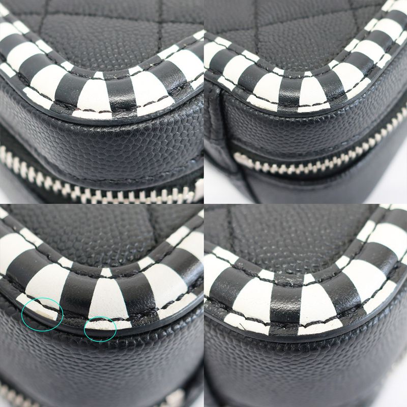 Chanel CC Filigree-chain Shoulder Bag White Black Svhardware Matelasse