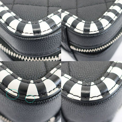 Chanel CC Filigree-chain Shoulder Bag White Black Svhardware Matelasse