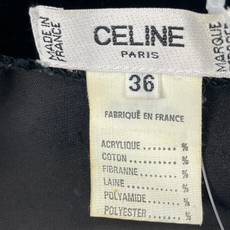 Celine Velour Rhinestone Dress Long Sleeves Black