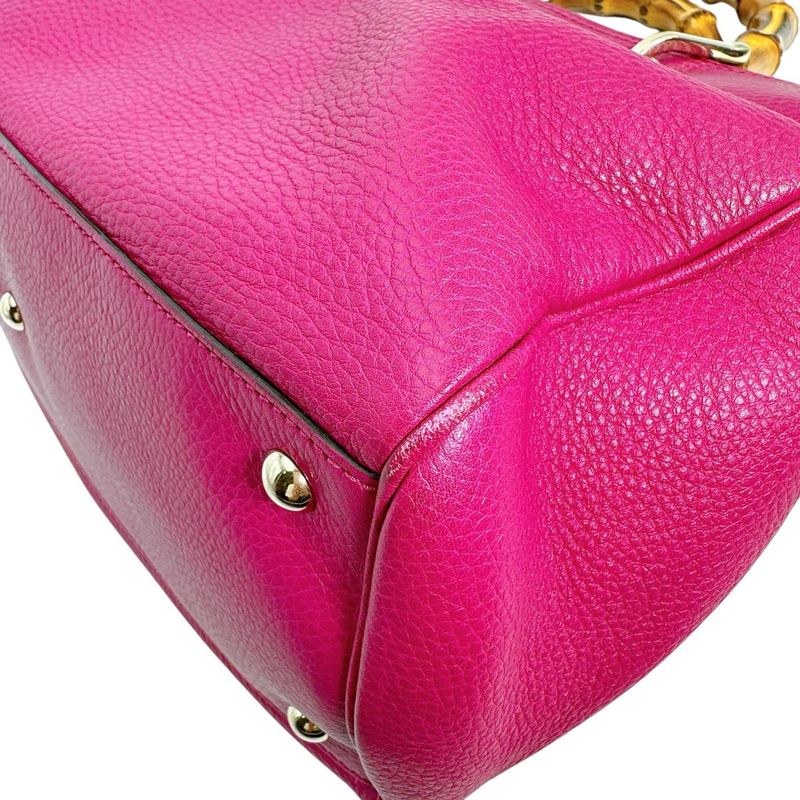 Gucci 323660 2WAY Bag Tote Bamboo Handbag Gucci Pink