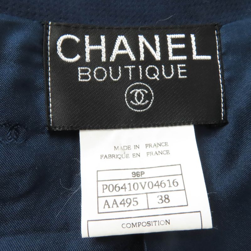 CHANEL Vintage 96P P06410v04616 100% Wool Coco Mark Button Jacket And Skirt